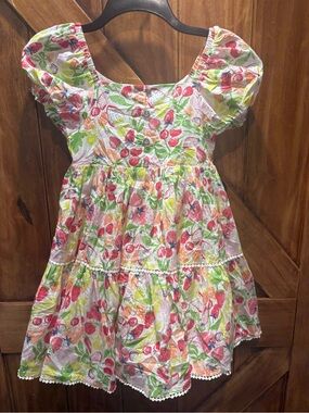 Isaac Mizrahi Girls' Floral Fruit Print Dress - Pink, Green & Orange